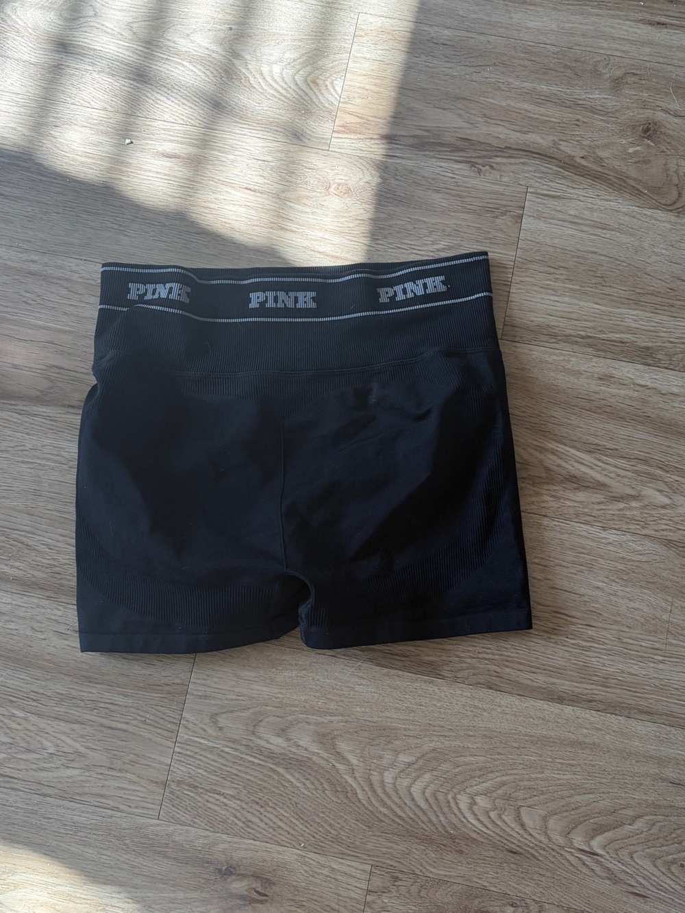 PINK Victoria's Secret Black Seamless Bike Shorts with Logo Waistband